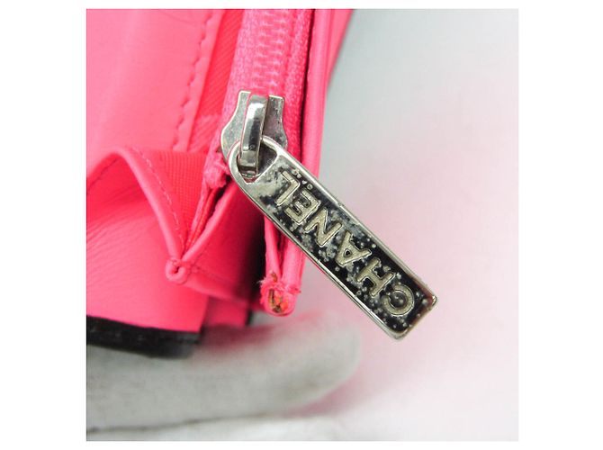 Chanel Cambon A26717 Lammleder Bi-Fold Langbörse Schwarz Pink Weiß - Ansicht 11