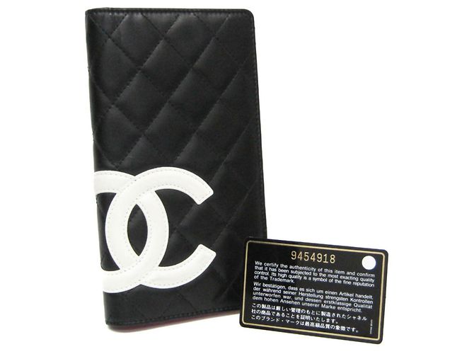 Chanel Cambon A26717 Lammleder Bi-Fold Langbörse Schwarz Pink Weiß - Ansicht 2