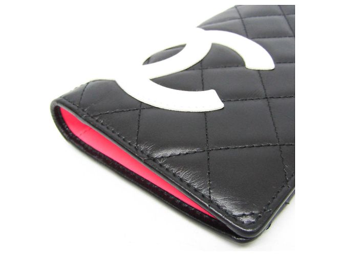 Chanel Cambon A26717 Lammleder Bi-Fold Langbörse Schwarz Pink Weiß - Ansicht 8