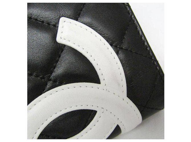 Chanel Cambon A26717 Lammleder Bi-Fold Langbörse Schwarz Pink Weiß - Ansicht 9