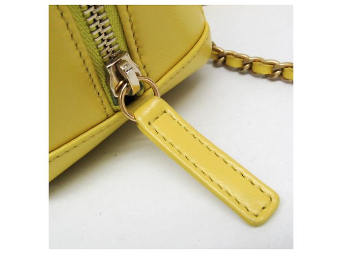 Borsa a Spalla Gialla Chanel Chevron V-stitch Giallo - vista 15