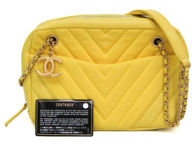 Borsa a Spalla Gialla Chanel Chevron V-stitch Giallo - vista 2