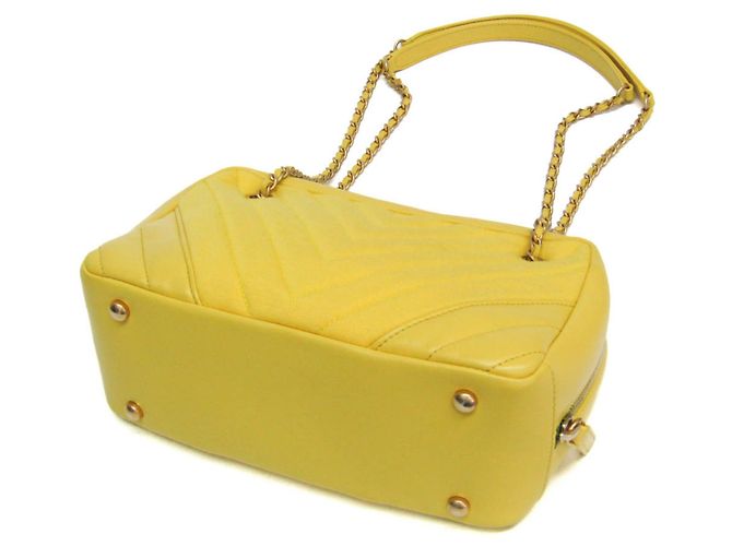 Borsa a Spalla Gialla Chanel Chevron V-stitch Giallo - vista 3