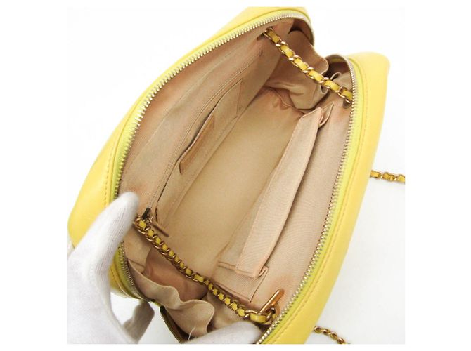 Borsa a Spalla Gialla Chanel Chevron V-stitch Giallo - vista 4