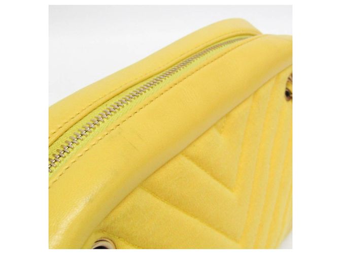 Borsa a Spalla Gialla Chanel Chevron V-stitch Giallo - vista 7
