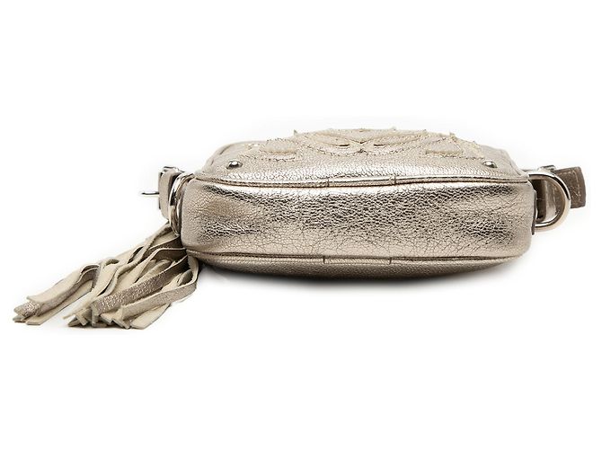 LOEWE Mini Metallico Argento in Pelle di Capra Anagramma con Frange a Tracolla - vista 3