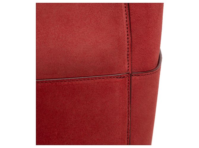 Céline Borsa a secchiello media in suede rosso Celine con tracolla - vista 10