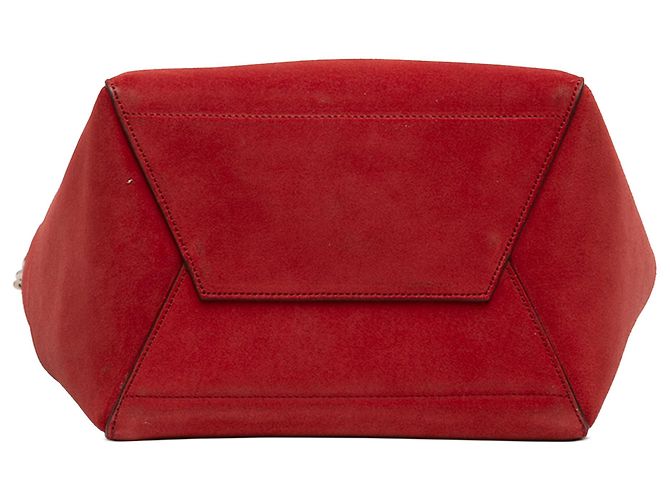 Céline Borsa a secchiello media in suede rosso Celine con tracolla - vista 3