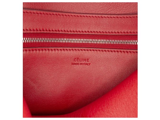 Céline Borsa a secchiello media in suede rosso Celine con tracolla - vista 5