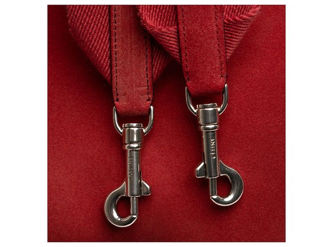Céline Borsa a secchiello media in suede rosso Celine con tracolla - vista 7