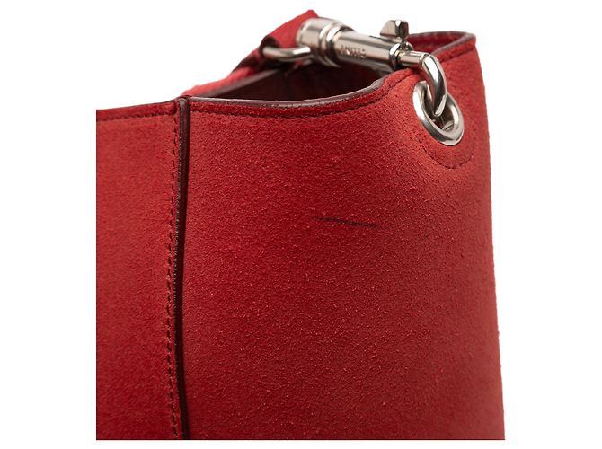 Céline Borsa a secchiello media in suede rosso Celine con tracolla - vista 8