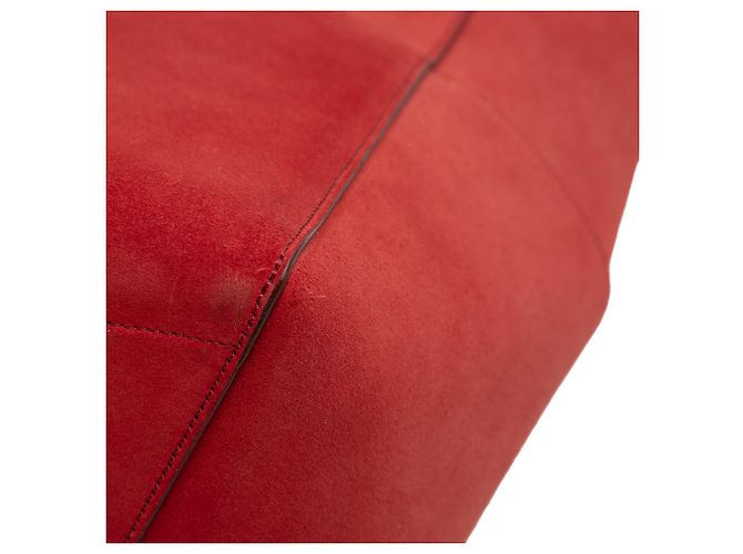 Céline Borsa a secchiello media in suede rosso Celine con tracolla - vista 9