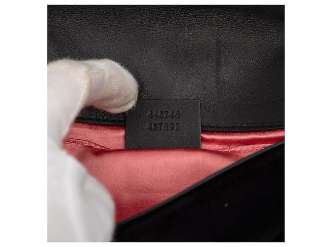 Borsa a Spalla Gucci GG Marmont Matelassé in Velluto Nero Piccola - vista 6