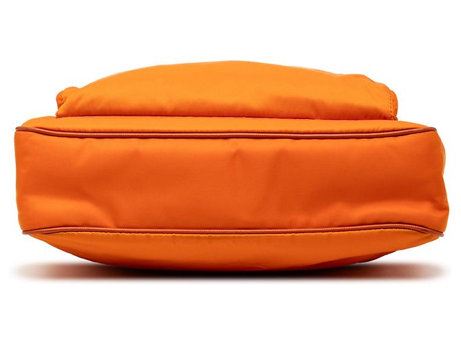 Borsa Prada in tessuto con rifiniture saffiano arancione e logo oro - vista 3