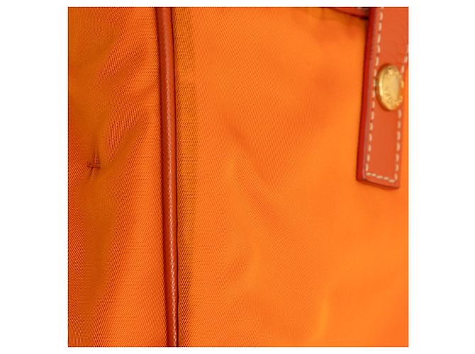 Borsa Prada in tessuto con rifiniture saffiano arancione e logo oro - vista 6