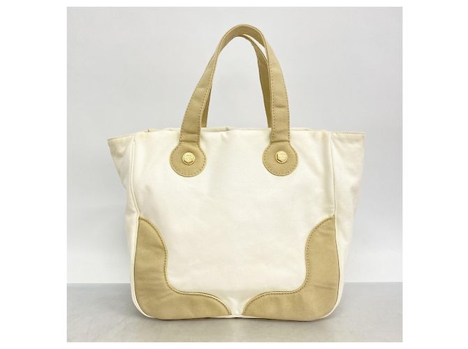 Timeless Borsa tote Chanel in tela marshmallow Bianco - vista 10