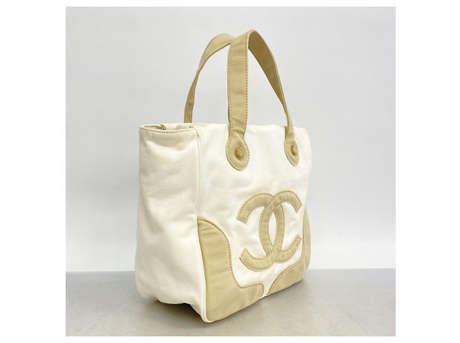 Timeless Borsa tote Chanel in tela marshmallow Bianco - vista 2