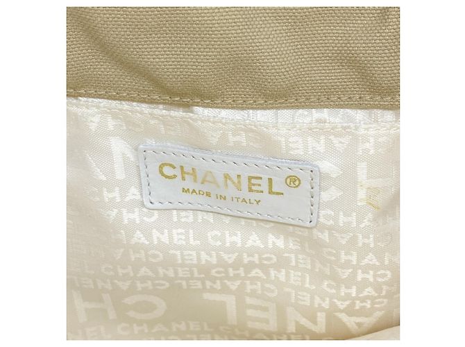 Timeless Borsa tote Chanel in tela marshmallow Bianco - vista 5