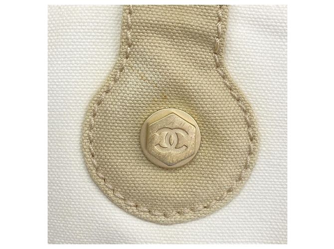 Timeless Borsa tote Chanel in tela marshmallow Bianco - vista 8
