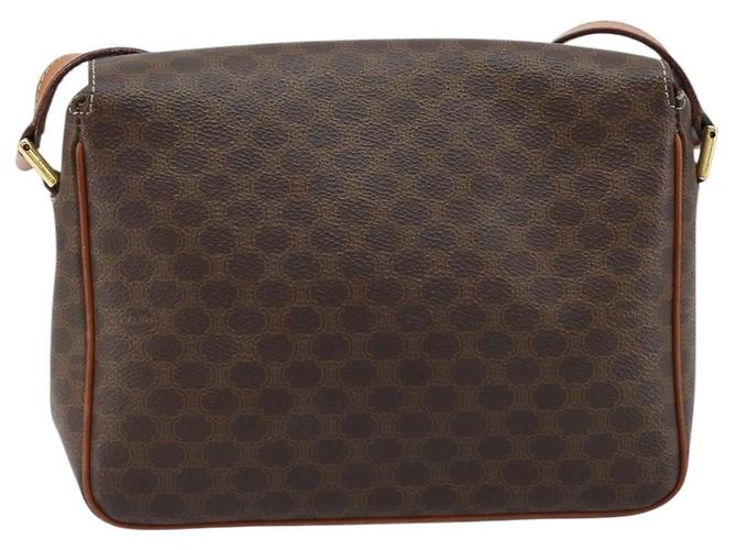 Céline Celine Vintage Macadam Circle Logo Canvas and Leather Marrone - vista 2