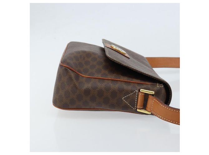Céline Celine Vintage Macadam Circle Logo Canvas and Leather Marrone - vista 3