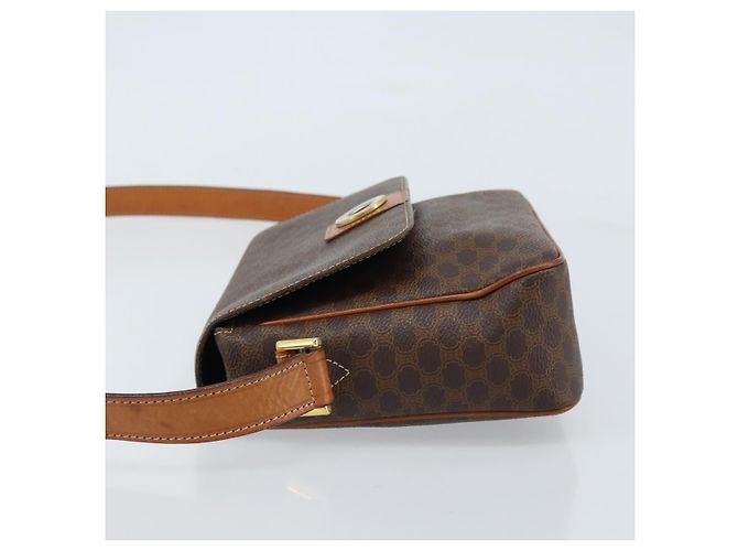 Céline Celine Vintage Macadam Circle Logo Canvas and Leather Marrone - vista 4