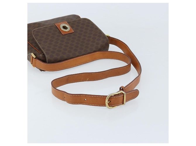 Céline Celine Vintage Macadam Circle Logo Canvas and Leather Marrone - vista 7