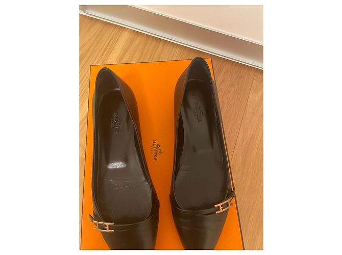 Bailarinas Hermès de cuero negro - vista 2
