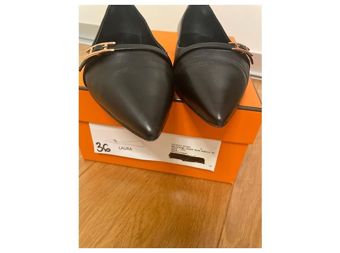Bailarinas Hermès de cuero negro - vista 8