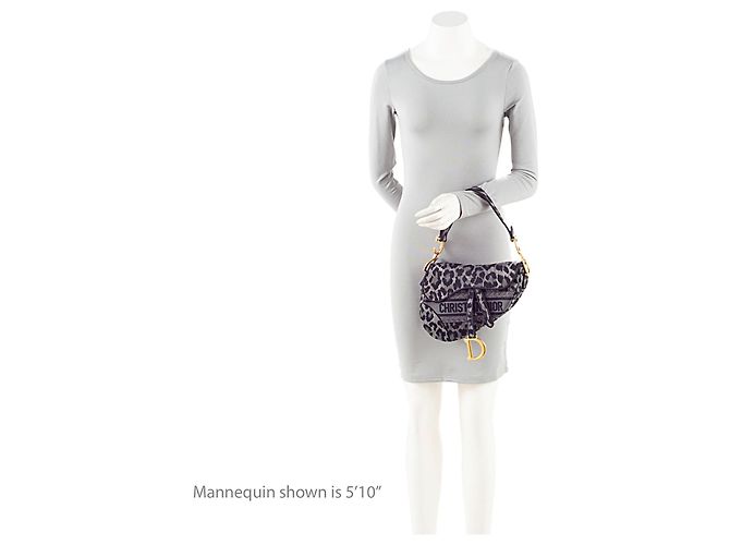 Saddle Borsa a sella media in tela leopardata Dior Nero - vista 5