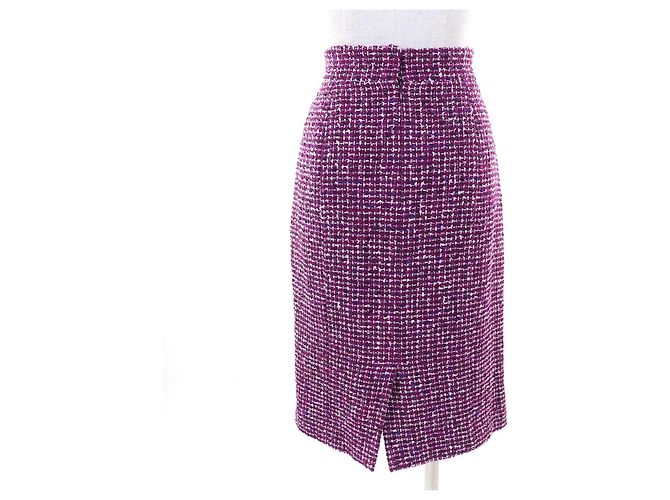 Timeless Saia de tweed de algodão com placa COCO da Chanel Roxo - vista 3