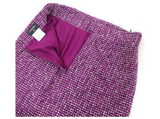 Timeless Saia de tweed de algodão com placa COCO da Chanel Roxo - vista 4