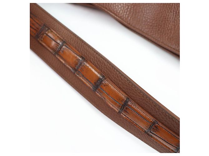 Autre Marque Borsa a mano 2 in 1 in pelle di coccodrillo Beaugrand Marrone - vista 7