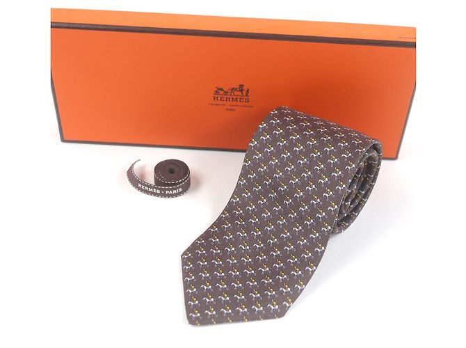 Cravatta in seta Jockey & Cavallo Giocattolo Hermès Marrone - vista 2