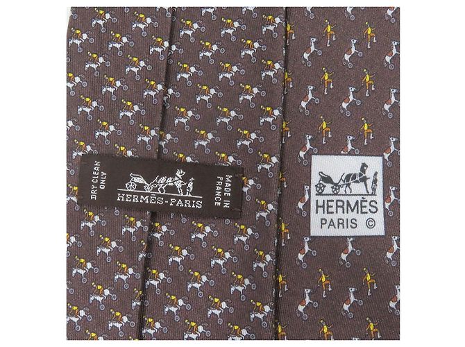 Cravatta in seta Jockey & Cavallo Giocattolo Hermès Marrone - vista 6