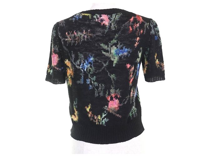Christian Dior Floral Hanf Stricktop Schwarz - Ansicht 3