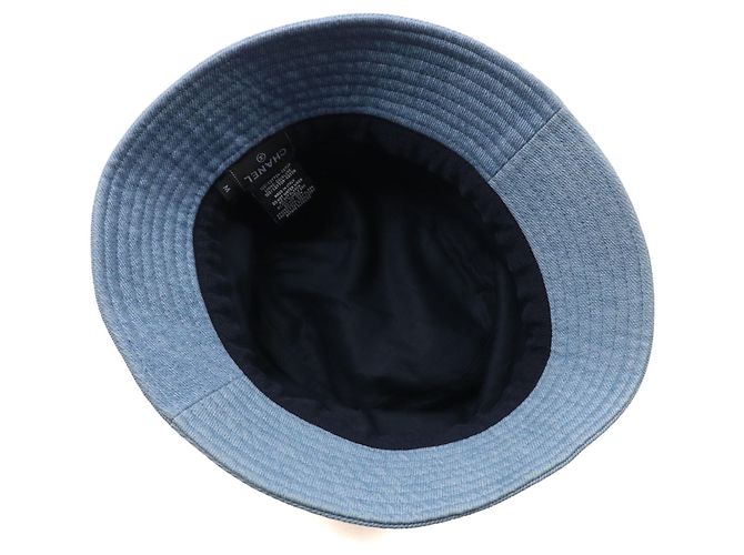 Cappello bucket in denim di cotone con logo in paillettes Chanel Blu Blu chiaro - vista 6