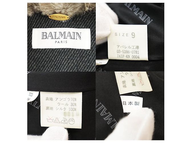 Autre Marque Abrigo de mezcla de lana de angora Balmain Castaño Gris antracita - vista 10
