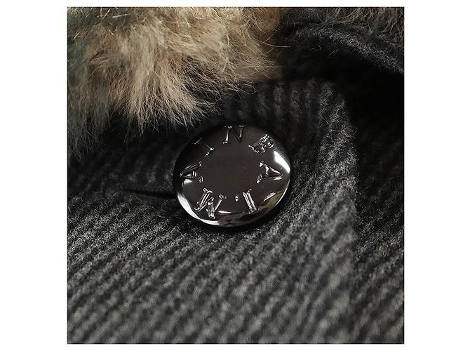Autre Marque Abrigo de mezcla de lana de angora Balmain Castaño Gris antracita - vista 11