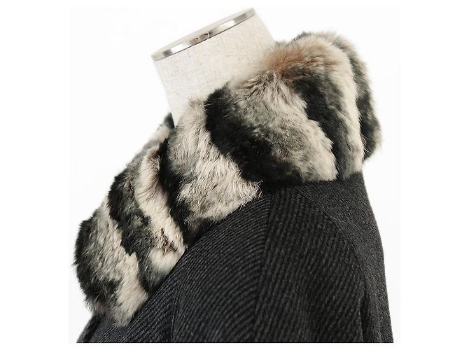 Autre Marque Abrigo de mezcla de lana de angora Balmain Castaño Gris antracita - vista 13