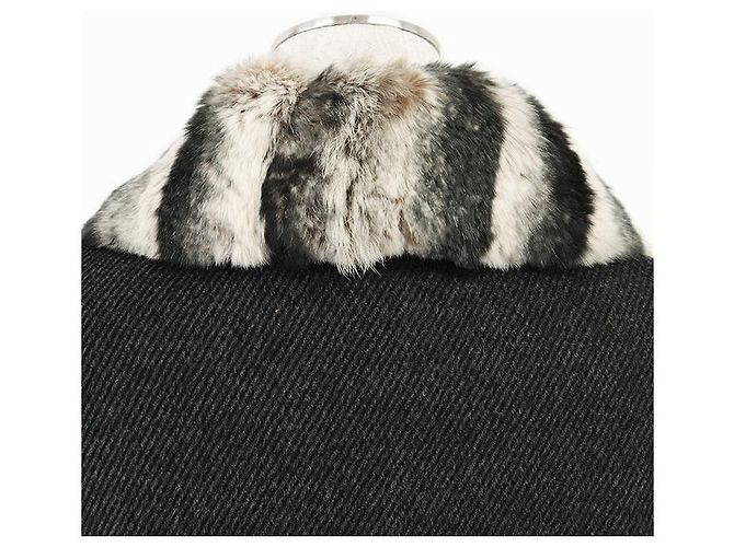Autre Marque Abrigo de mezcla de lana de angora Balmain Castaño Gris antracita - vista 14