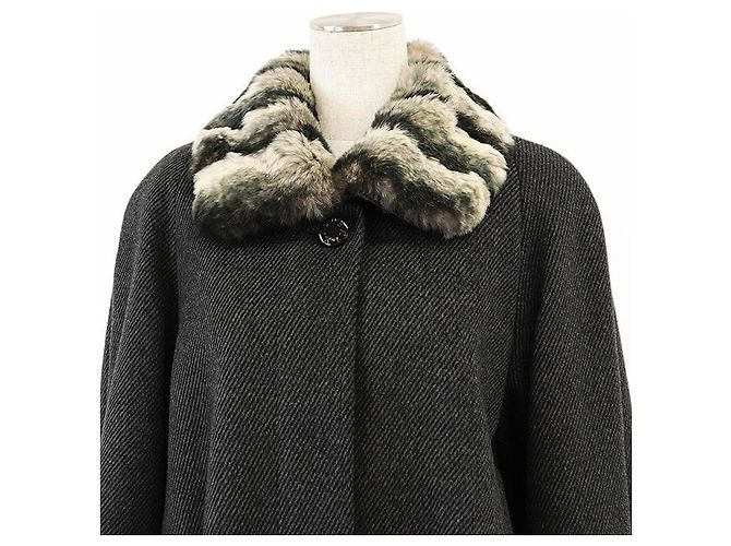 Autre Marque Abrigo de mezcla de lana de angora Balmain Castaño Gris antracita - vista 2