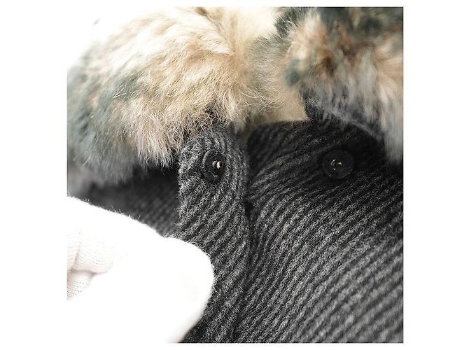 Autre Marque Abrigo de mezcla de lana de angora Balmain Castaño Gris antracita - vista 3