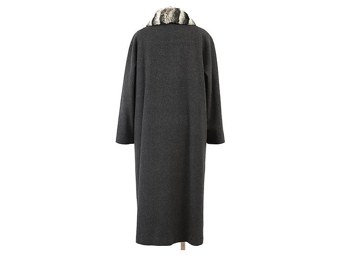 Autre Marque Abrigo de mezcla de lana de angora Balmain Castaño Gris antracita - vista 5