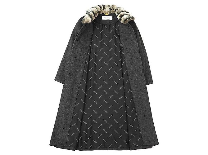 Autre Marque Abrigo de mezcla de lana de angora Balmain Castaño Gris antracita - vista 6