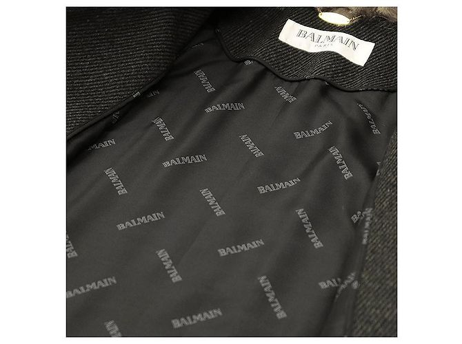 Autre Marque Abrigo de mezcla de lana de angora Balmain Castaño Gris antracita - vista 8
