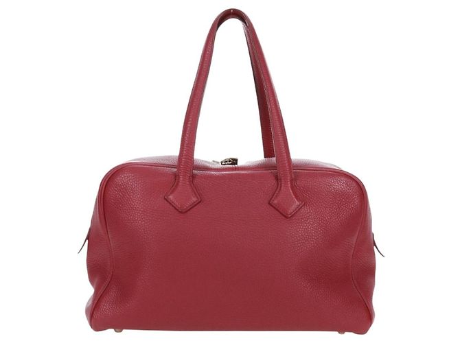 Borsa Victoria II in pelle Hermès Rosso - vista 2