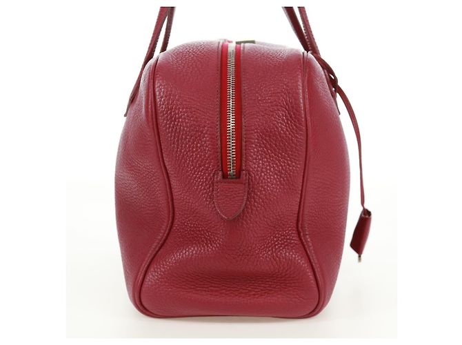 Borsa Victoria II in pelle Hermès Rosso - vista 4