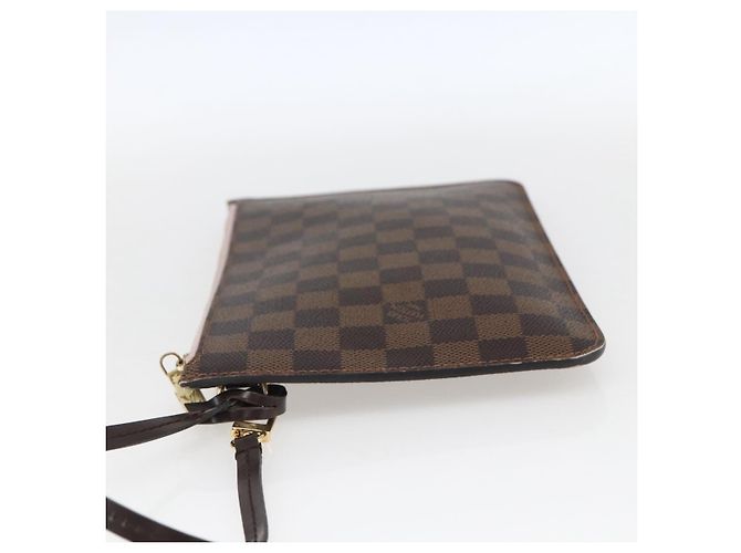 Louis Vuitton Neverfull Pochette Damier Ebene MM Marrone - vista 3