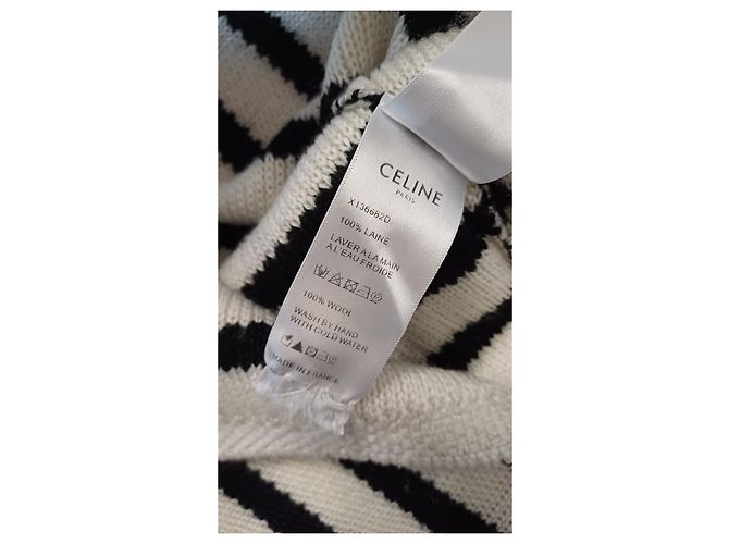 Céline Chaqueta de Punto Chasseur Rayas 100% Lana Blanco roto - vista 10